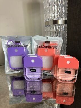 b-pure Purple & Coral Pocket Hand Sanitizer Cases with Moisturizing Sanitizer